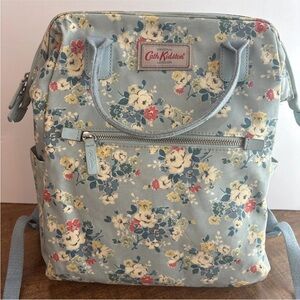 Cath Kidston Light blue Floral Printed Backpack Coated PVC Waterproof cl